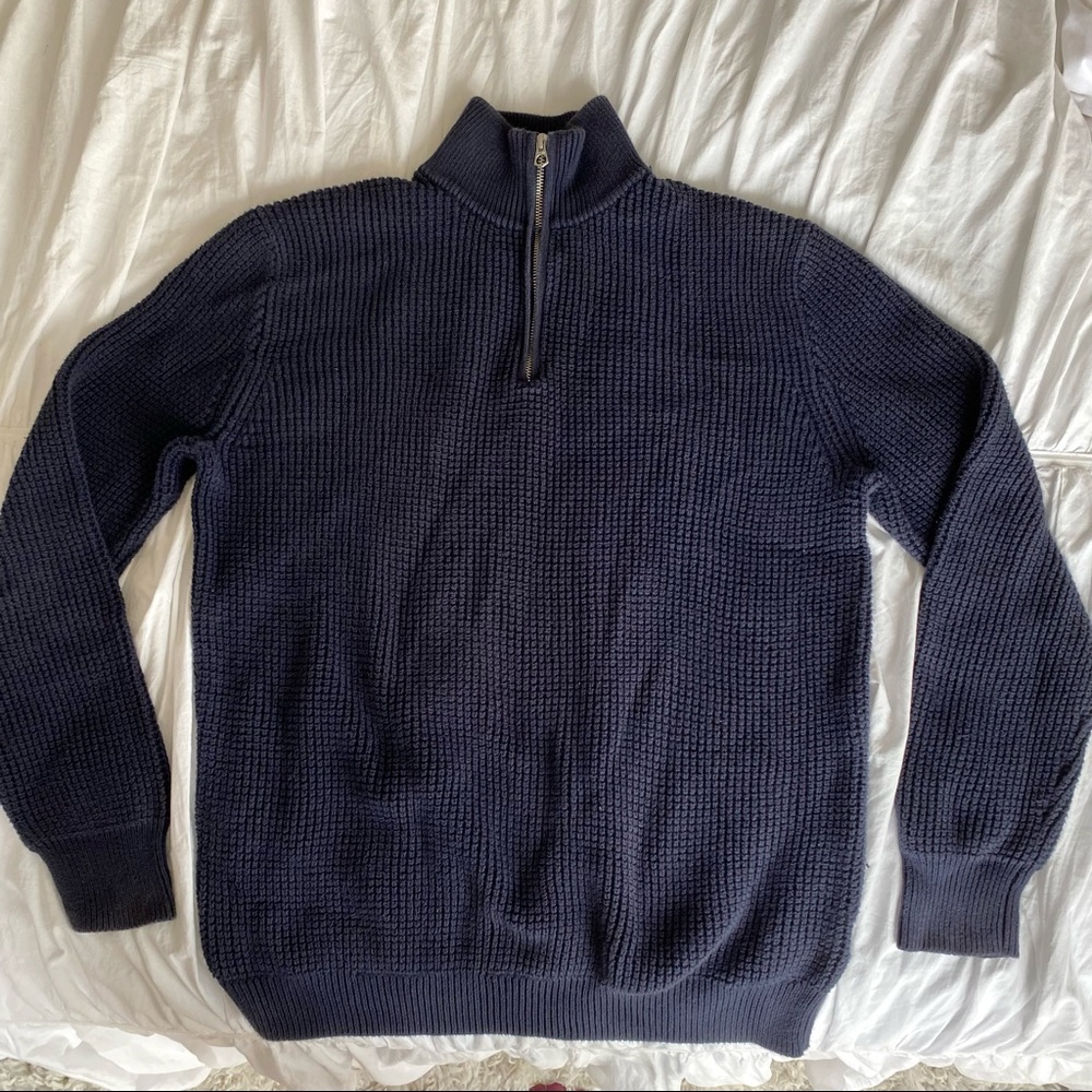 Men’s Navy J.Crew 3/4 zip knit pull-over/ sweater size L